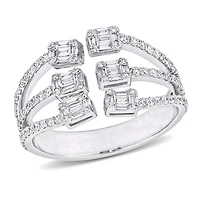 Julianna B 14K White Gold 0.95CTW Diamond Three Row Fashion Ring