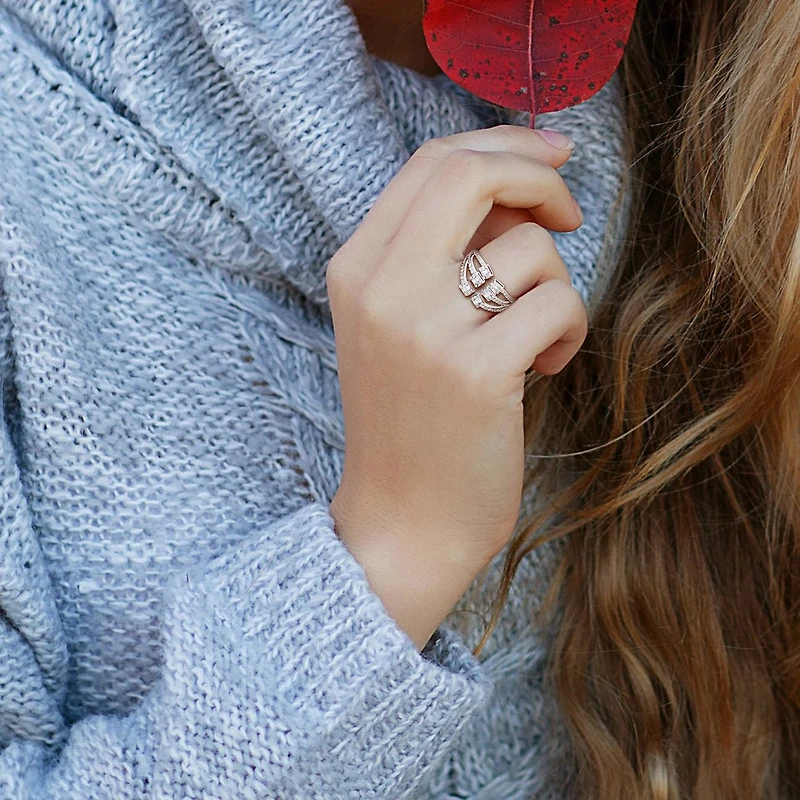 Julianna B 14K White Gold 0.95CTW Diamond Three Row Fashion Ring