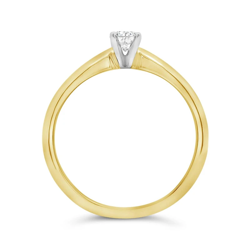0.20CT Diamond Solitaire Ring in 14K Yellow and White Gold