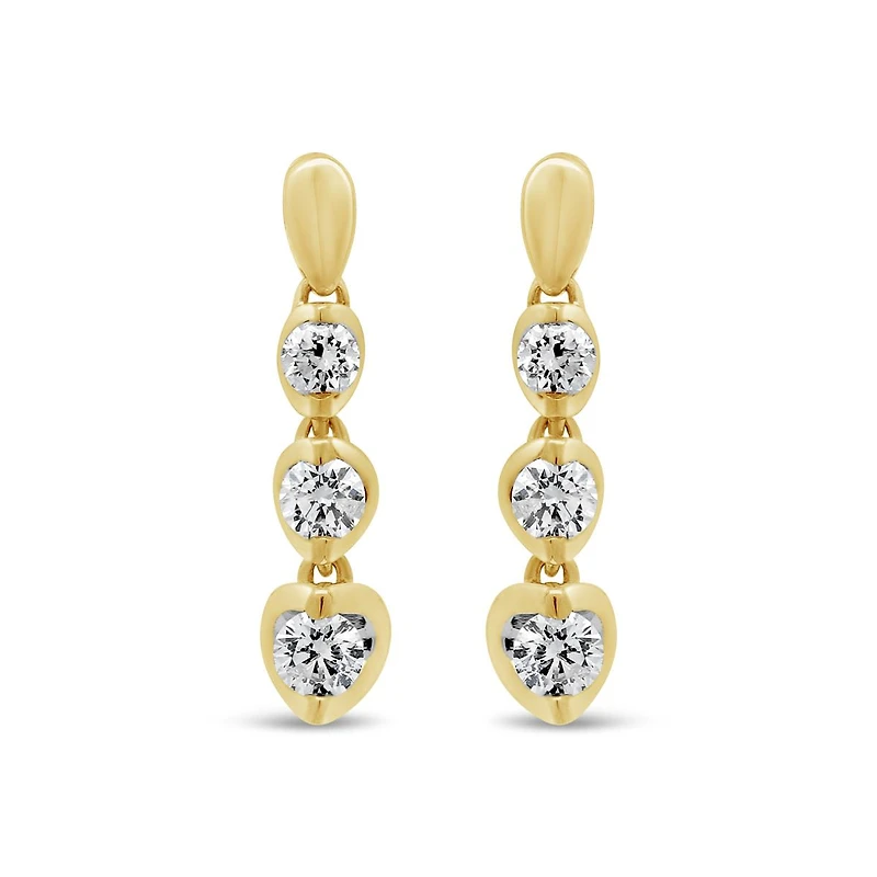 Glacier Fire Canadian 0.50CTW Diamond Three Stone Earrings in 10K Yellow Gold