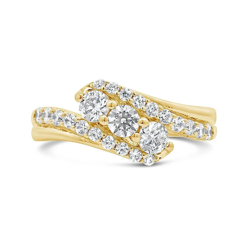 1.00CTW Diamond Trinity Ring in 10K Yellow Gold