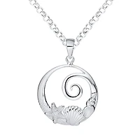Sterling Silver Sea Life Drop Pendant 18