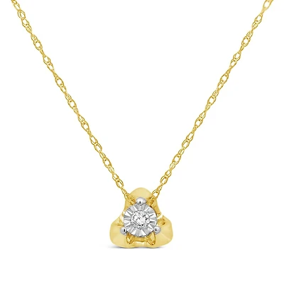 Solitaire Diamond Pendant in 10K Yellow Gold