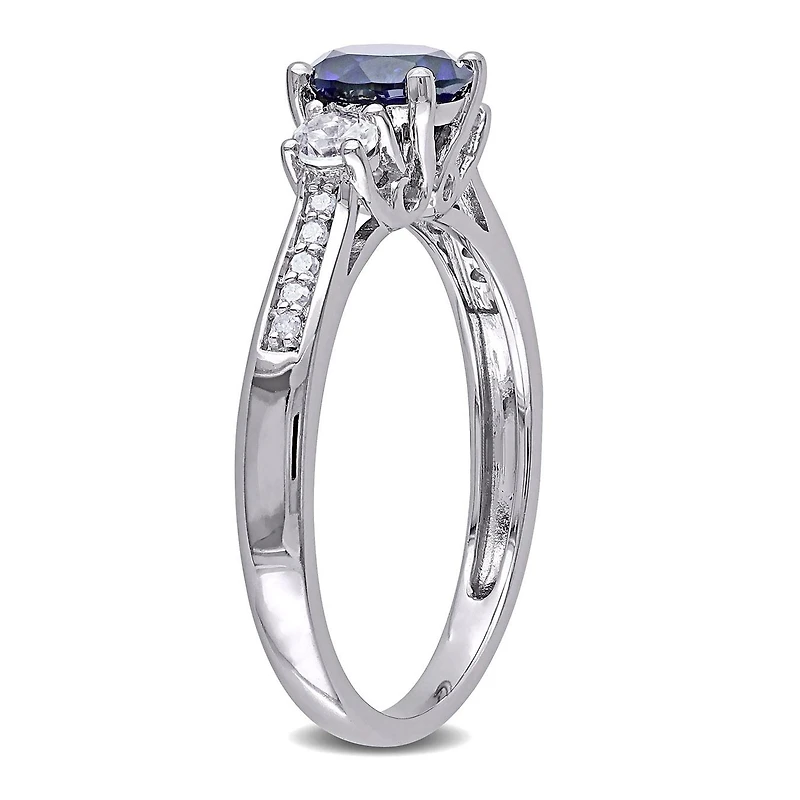 JULIANNA B 10K White Gold Created Blue & Sapphire Diamond Ring