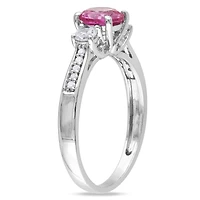 JULIANNA B 10K White Gold Created Pink & Sapphire Diamond Ring