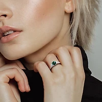 Julianna B 10K White Gold Created Emerald, Sapphire & Diamond Ring