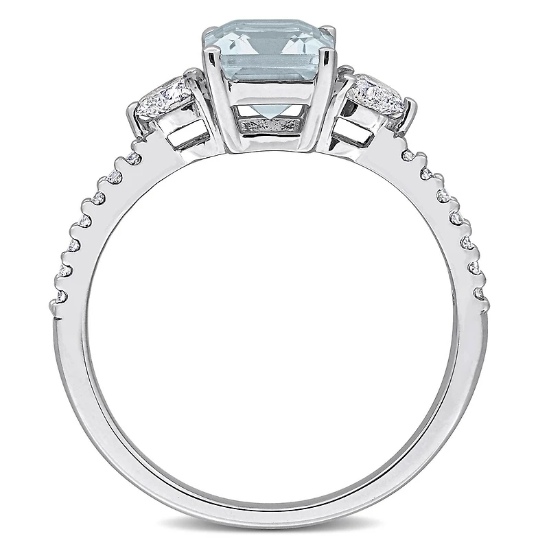 Julianna B 14K White Gold Aquamarine & Diamond Engagement Ring