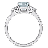 Julianna B 14K White Gold Aquamarine & Diamond Engagement Ring