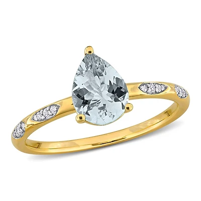 Julianna B 14K Yellow Gold Aquamarine & Diamond Engagement Ring
