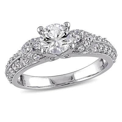 JULIANNA B Sterling Silver Created White Sapphire Engagement Ring