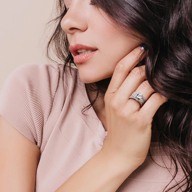 JULIANNA B Sterling Silver Created White Sapphire Bridal Set