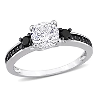 JULIANNA B Sterling Silver Created White Sapphire & Black Diamond Ring