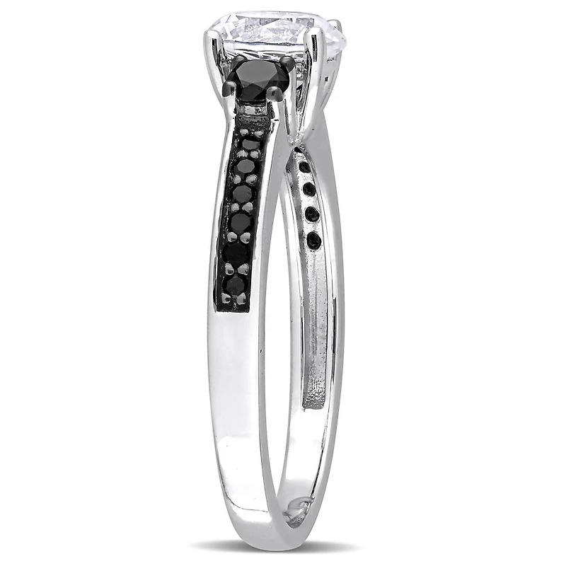 JULIANNA B Sterling Silver Created White Sapphire & Black Diamond Ring
