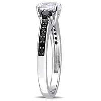 JULIANNA B Sterling Silver Created White Sapphire & Black Diamond Ring
