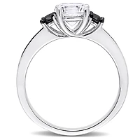 JULIANNA B Sterling Silver Created White Sapphire & Black Diamond Ring