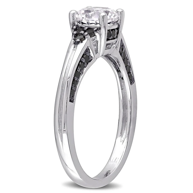 JULIANNA B Sterling Silver Created White Sapphire & Black Diamond Ring