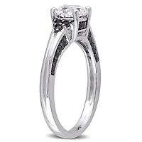 JULIANNA B Sterling Silver Created White Sapphire & Black Diamond Ring