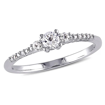 Julianna B Sterling Silver Created White Sapphire & Diamond Ring