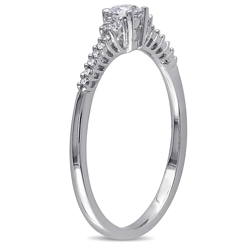 Julianna B Sterling Silver Created White Sapphire & Diamond Ring