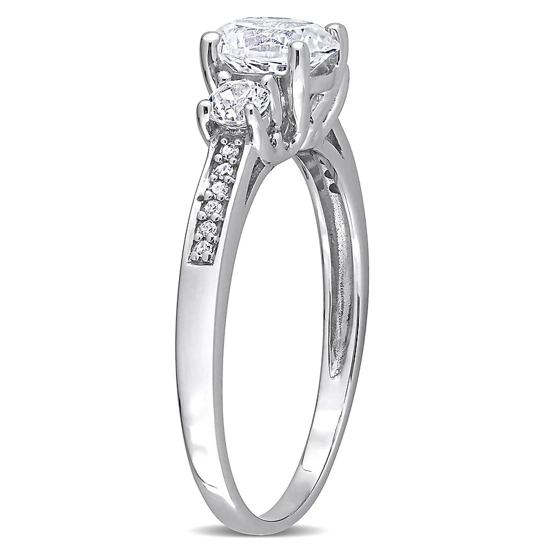 Julianna B 10K White Gold Created Sapphire & Diamond Engagement Ring