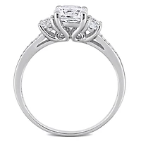 Julianna B 10K White Gold Created Sapphire & Diamond Engagement Ring