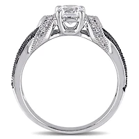 JULIANNA B Sterling Silver Created White Sapphire, Black & Diamond Ring