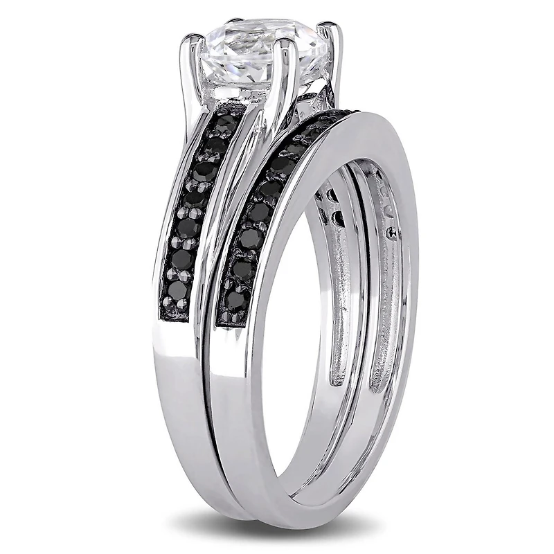 JULIANNA B Sterling Silver Created White Sapphire & Black Diamond Bridal Set