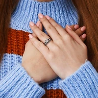 JULIANNA B Sterling Silver Created White Sapphire & Black Diamond Bridal Set