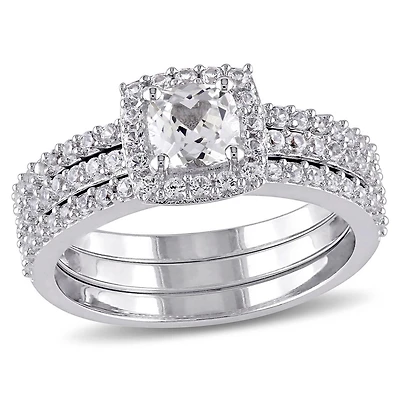 JULIANNA B Sterling Silver Created White Sapphire Bridal Set