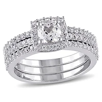 JULIANNA B Sterling Silver Created White Sapphire Bridal Set