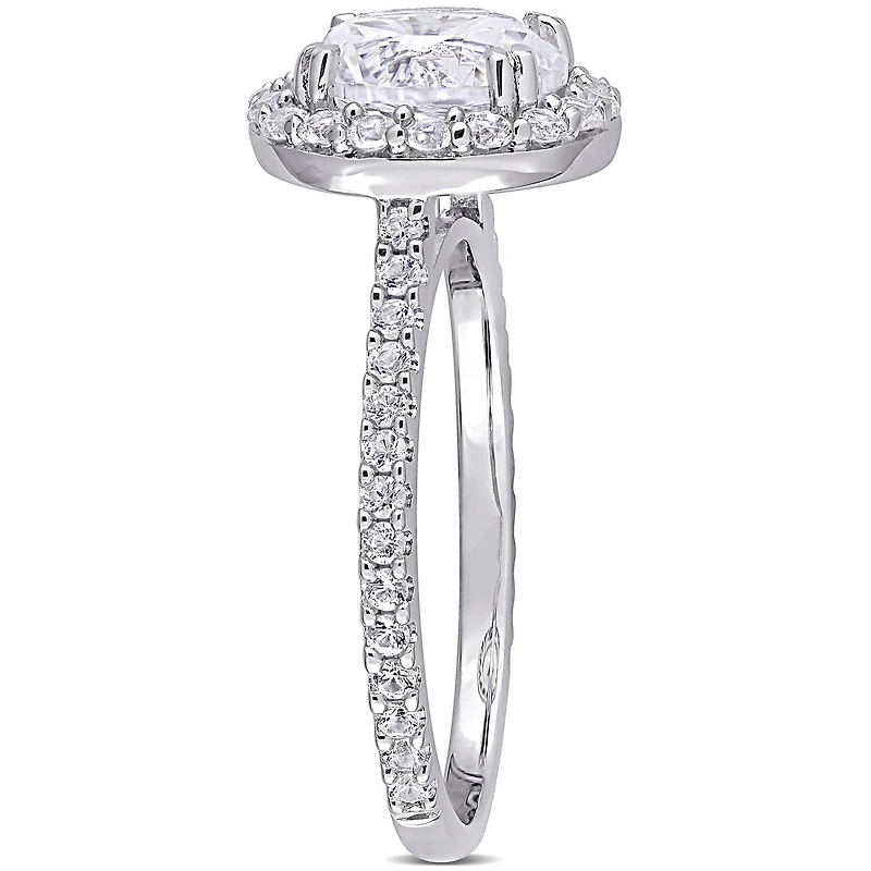 Julianna B Sterling Silver Created White Sapphire Halo Ring