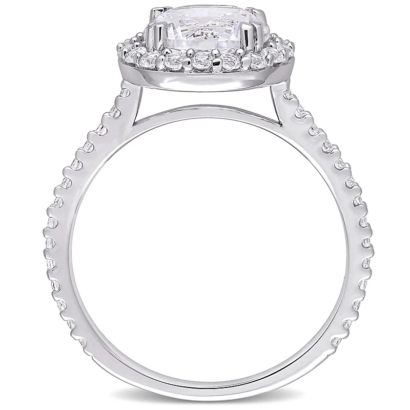 Julianna B Sterling Silver Created White Sapphire Halo Ring