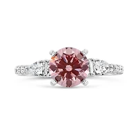 New Brilliance Lab Grown 2.00CTW Pink & White Diamond Ring in 14K White Gold