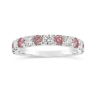 New Brilliance Lab Grown 1.00CTW Pink & White Diamond Band in 14K White Gold