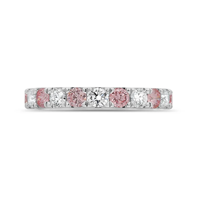 New Brilliance Lab Grown 1.00CTW Pink & White Diamond Band in 14K White Gold