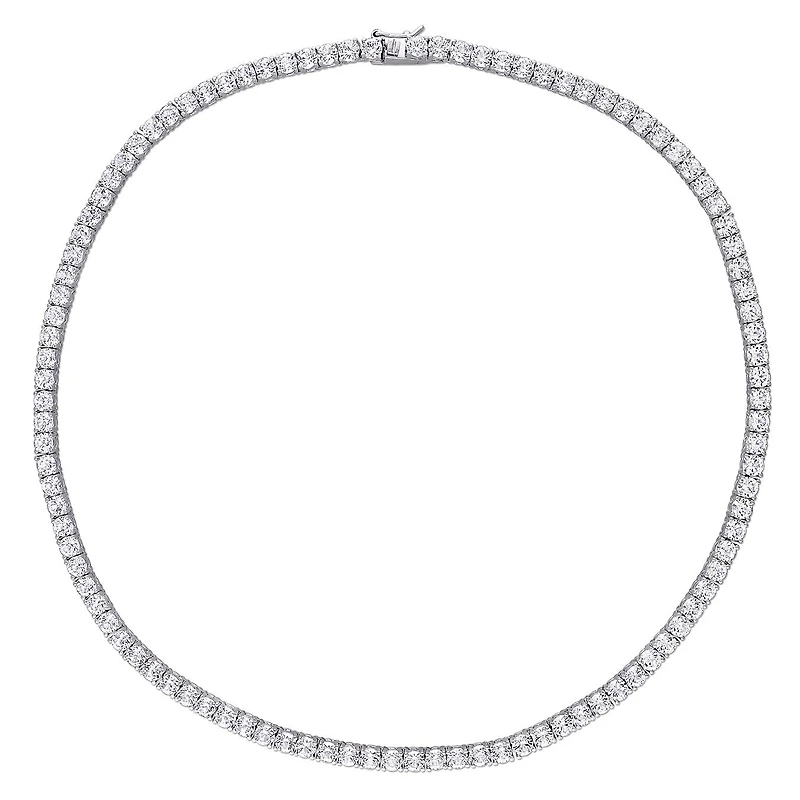 Julianna B Sterling Silver Created White Sapphire Tennis Bracelet Necklace Set