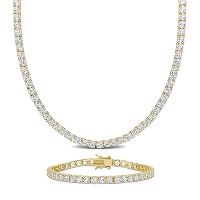 Julianna B Yellow Plated Sterling Silver Created White Sapphire Set