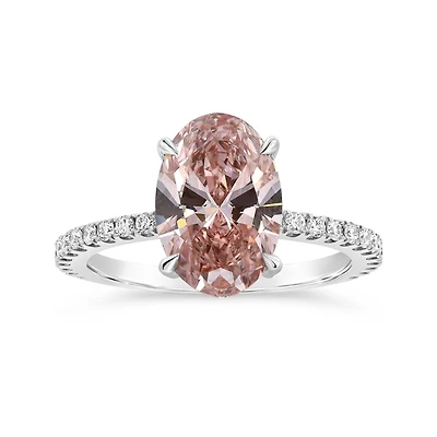 New Brilliance Lab Grown 3.46CTW Pink & White Diamond Ring in 14K White Gold