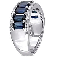 Julianna B 14K White Gold Sapphire & Diamond Semi Eternity Ring