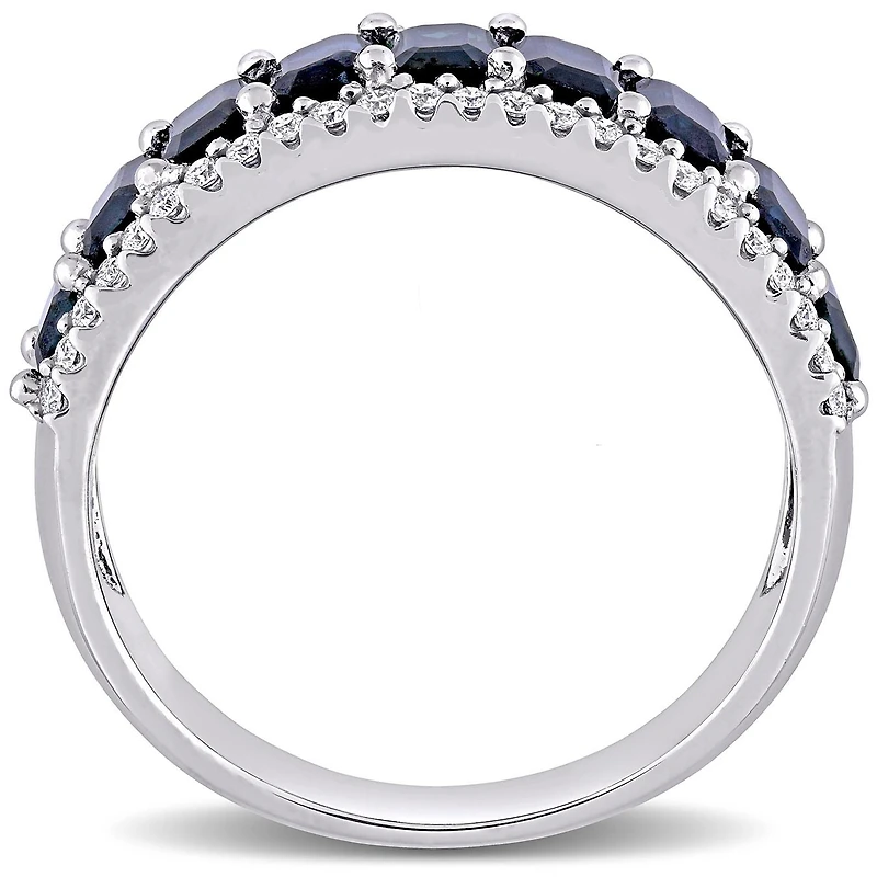 Julianna B 14K White Gold Sapphire & Diamond Semi Eternity Ring