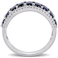 Julianna B 14K White Gold Sapphire & Diamond Semi Eternity Ring
