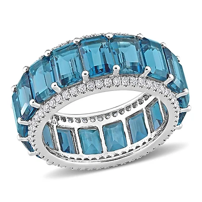 JULIANNA B 14K White Gold London Blue Topaz & Diamond Ring