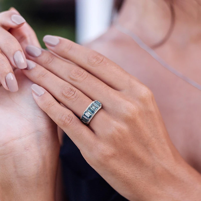 JULIANNA B 14K White Gold London Blue Topaz & Diamond Ring