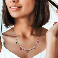 Julianna B Sterling Silver Created Multi-Gemstone 17" Necklace