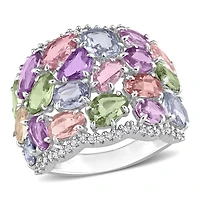 JULIANNA B 14K White Gold Multi-Sapphire & Diamond Cocktail Ring