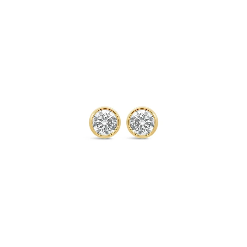 New Brilliance Lab Grown 1.50CTW Bezel Set Diamond Earrings in 10K Yellow Gold