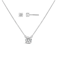 New Brilliance Lab Grown 1.00CTW Diamond Pendant & Earrings in 10K White Gold