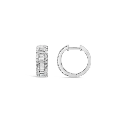 New Brilliance Lab Grown 0.95CTW Diamond Hoop Earrings in 10K White Gold