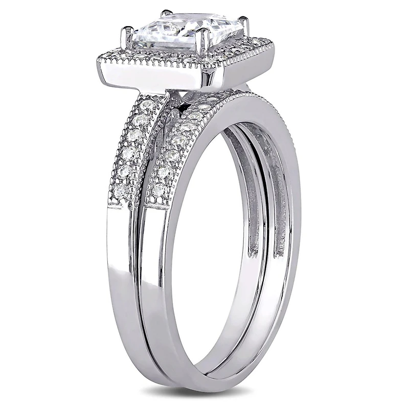 JULIANNA B Sterling Silver Cubic Zirconia Halo Bridal Set