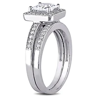 JULIANNA B Sterling Silver Cubic Zirconia Halo Bridal Set